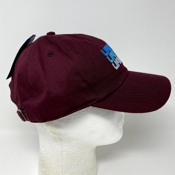 Life Is Good Strapback Hat Cap Beach Golf Relax Maroon Blue Words - Picture 5 of 7